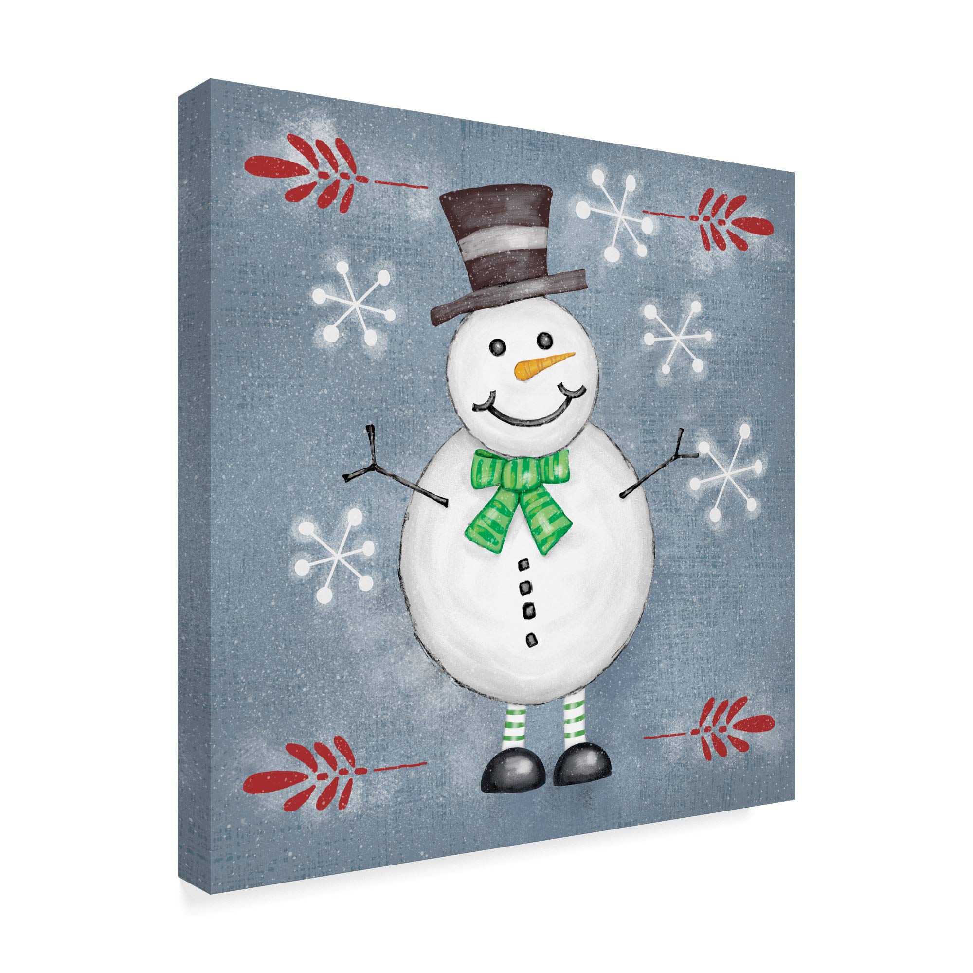 Trademark Fine Art Folksy Christmas II by Chariklia Zarris - 18x18 Inch Canvas Wall Art - Holiday Home Decor for Living Room, Bedroom & Office