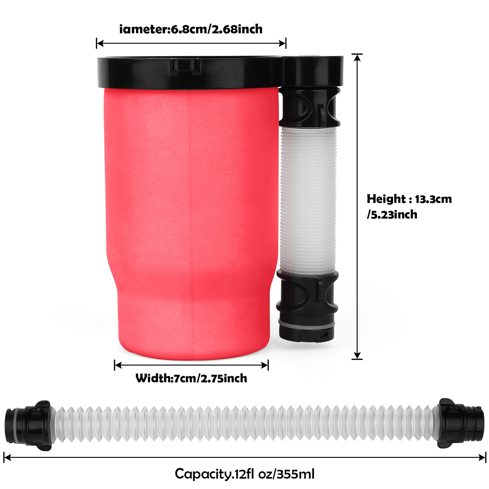 Bnesi 2-Pack Expandable Portable Can Cooler & Cup with Detachable Hose - Perfect for Camping, Beach & Outdoor Activities (Red)