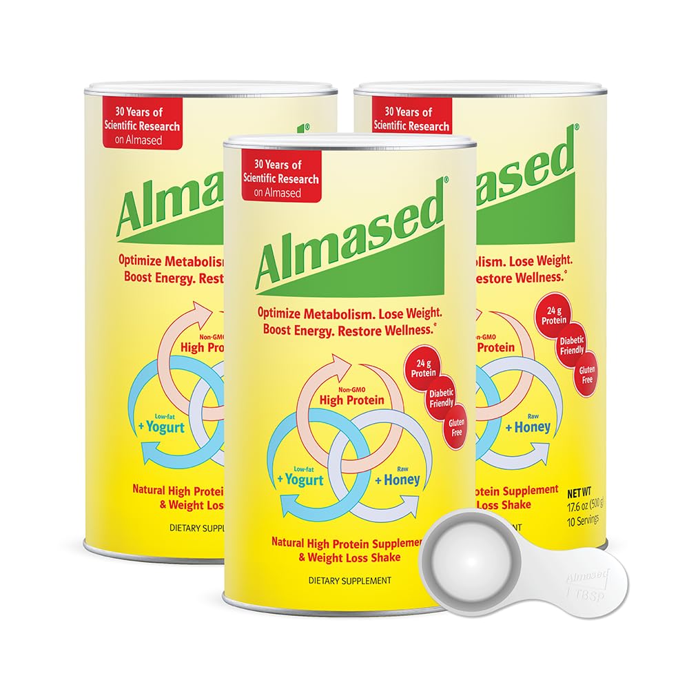 Almased High Protein Powder for Weight Loss - 27g Protein per Serving, Natural Meal Replacement Shake for Men & Women, Original Flavor (3 x 17.6oz Cans + Scoop Included) | Supports Weight Management, Muscle Recovery & Healthy Lifestyle