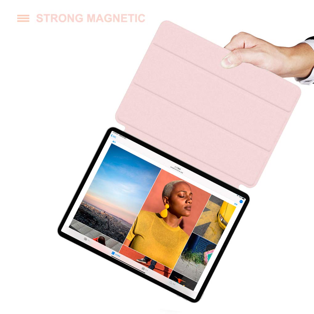 Aoub Magnetic Trifold Stand Smart Cover for iPad Air 11 Inch (M3/M2 2025/2024) & iPad Air 5th/4th Gen 10.9 Inch (2022/2020) - Slim Protective Case with Pencil Charging Support in Baby Pink | Perfect for Work, Study & Travel