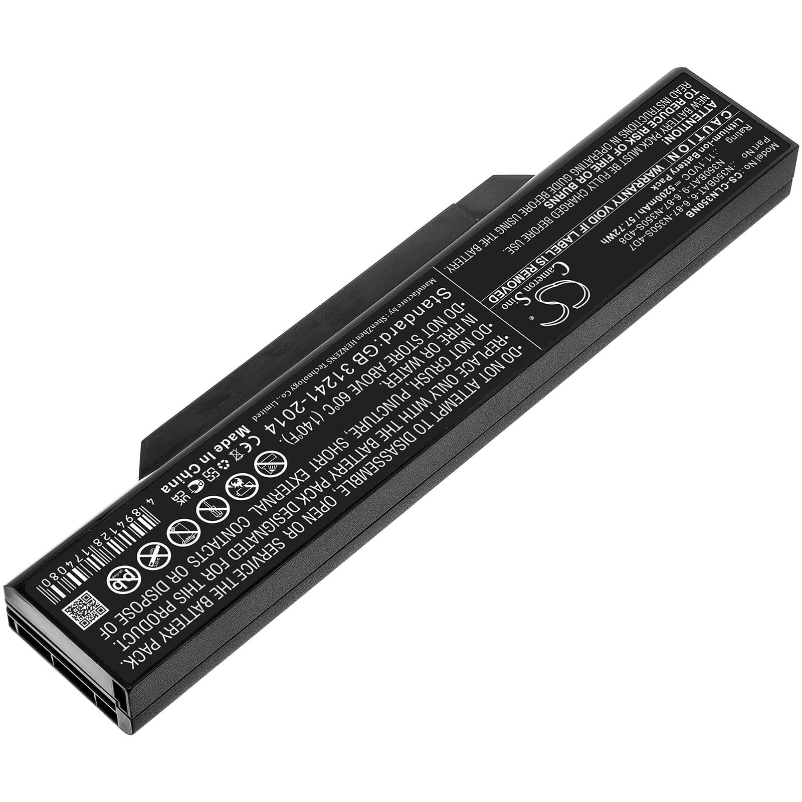11.1V 5200mAh Li-ion Replacement Battery for Clevo B519ii (47781/N350TW), N350DV Laptops - 57.72Wh High Capacity Power Solution for Work, Travel & Gaming