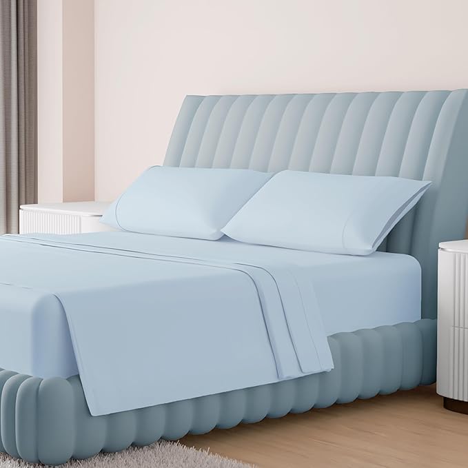Luxury 1000 Thread Count Egyptian Cotton King Size Bed Sheets - 4 Piece Set, Soft & Cooling Sateen Weave with Extra Long Staple - Fits Up to 18