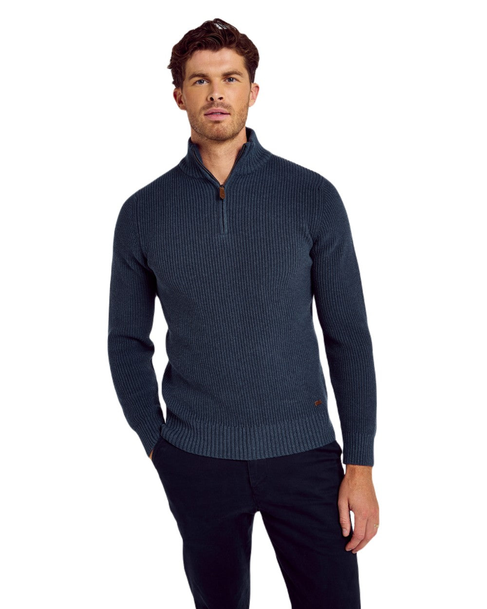 Dubarry Men's Portmarnock Fisherman Zip Neck Sweater - Warm Wool Pullover for Outdoor Activities, Fishing & Casual Wear