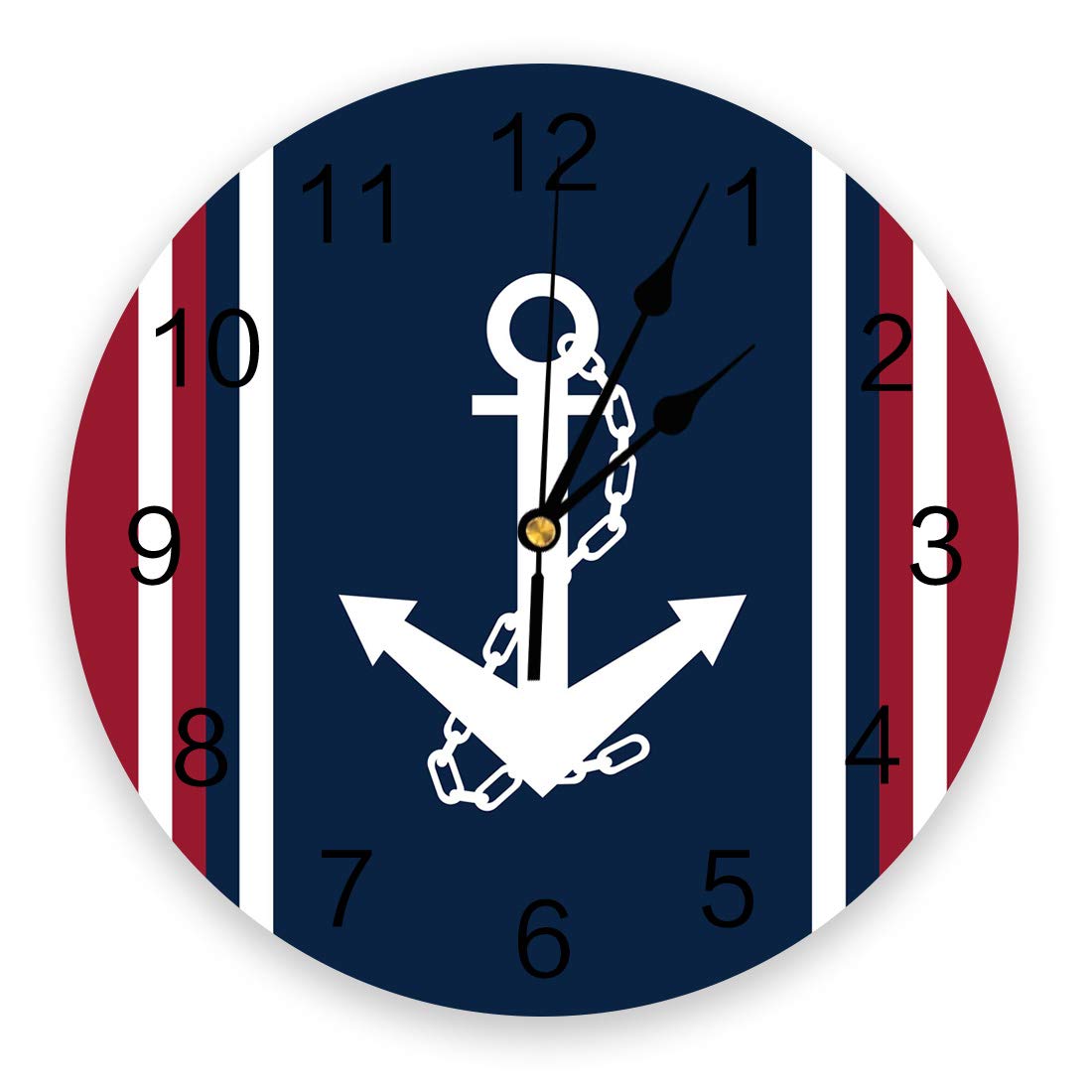 Nautical Navy Blue Wall Clock - Silent Non-Ticking, 9.8