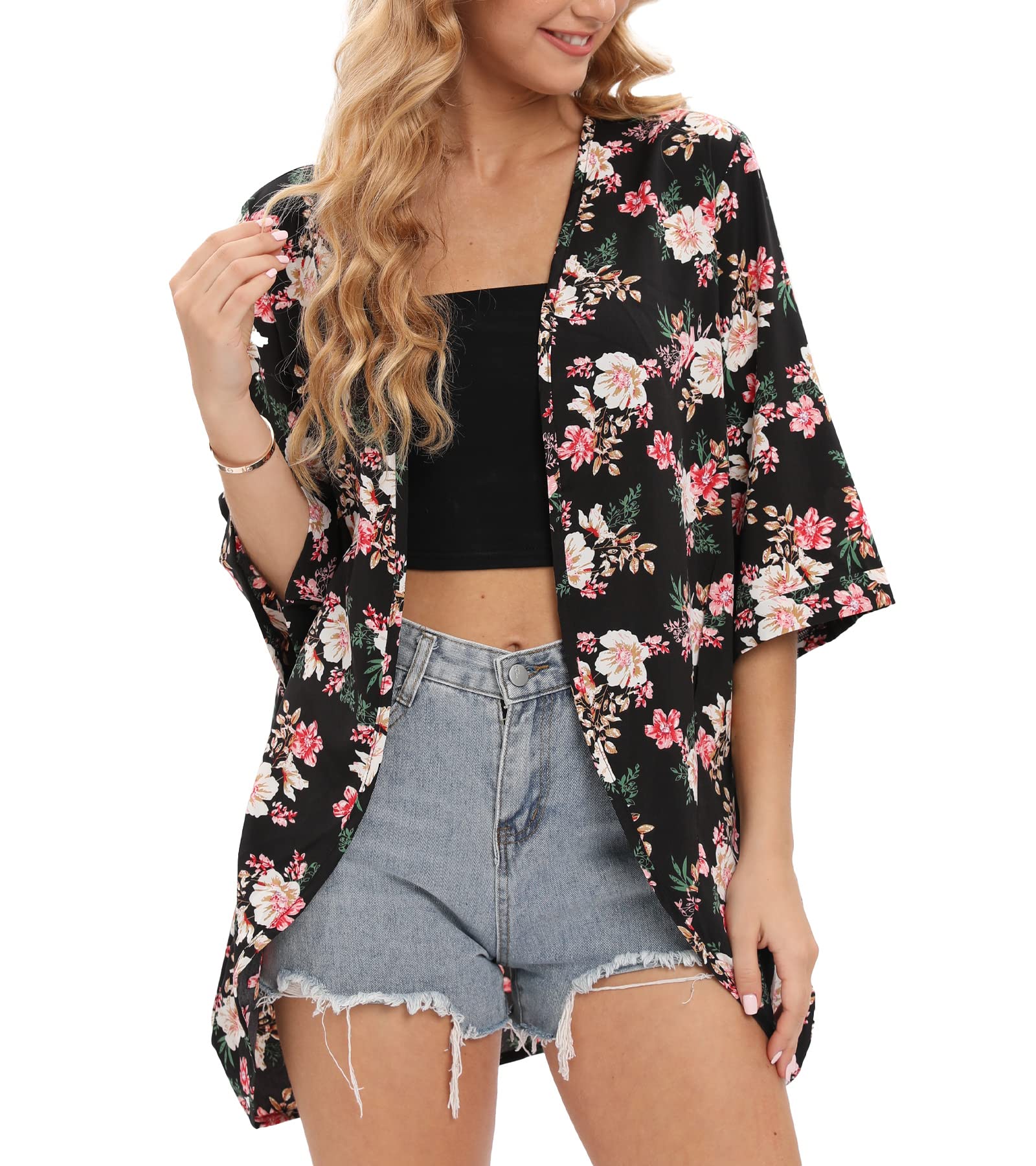 Women's Summer Chiffon Cardigan - Lightweight Thin Beach Cover Up Casual Blouse Top for Vacation, Pool Party, and Outdoor Wear