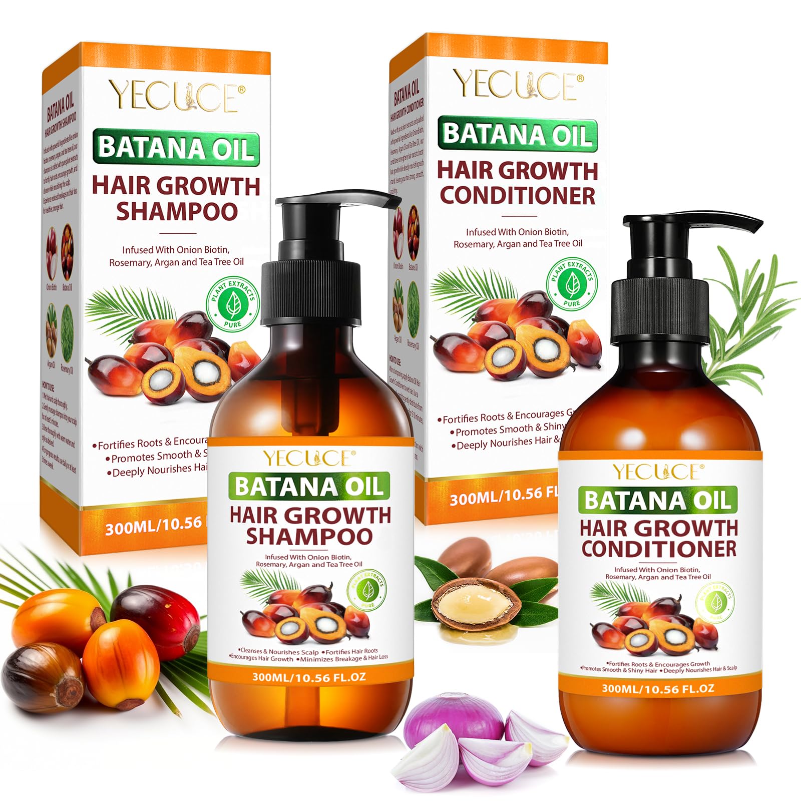 **Batana Oil Shampoo and Conditioner Set for Hair Growth - Onion Infused Formula for Thinning Hair & Hair Loss - Men & Women - Promotes Stronger, Healthier Hair - Ideal for Daily Use & All Hair Types**    *(Use Case: Perfect for those struggling with hair thinning, hair loss, or seeking natural hair growth solutions. Great for daily use to strengthen and revitalize hair.)*