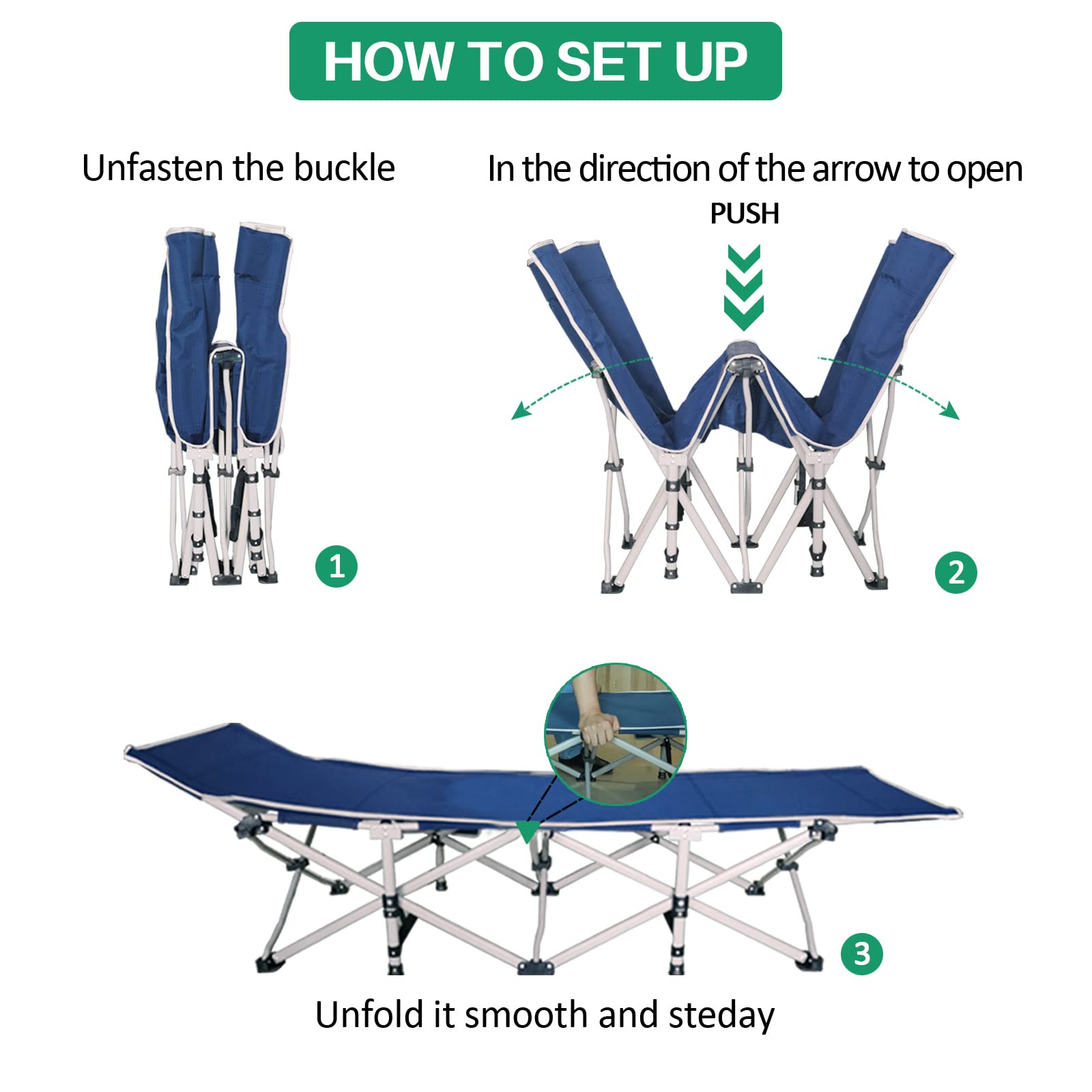 2-Pack Heavy Duty Folding Camping Cot with Comfortable Mattress Pad - Portable Sleeping Bed for Adults, Home, Office, Outdoor & Travel - Perfect for Camping, Backpacking, Emergency & Guest Use
