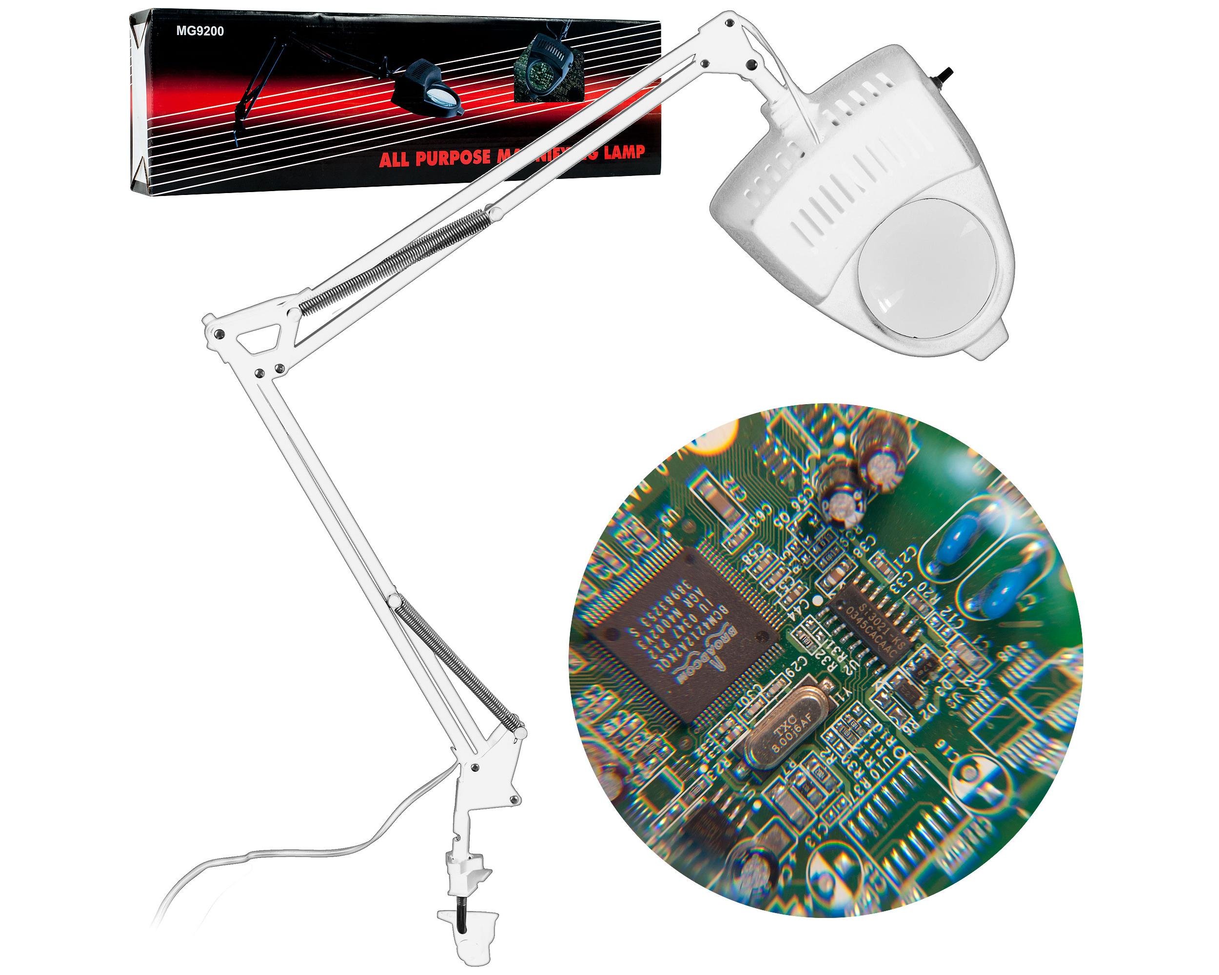 Stalwart 7-Swing Arm Clamp-On Magnifying Lamp with Bright Incandescent Light - Perfect for Crafts, Jewelry Making, Reading & Detailed Work