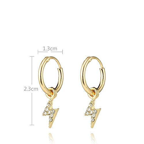 Trendy Small Gold Hoop Earrings with Crystal Lightning Bolt, Star, Cross, Spike & Butterfly Charms - Punk Jewelry for Women | Perfect Gift for Parties, Concerts & Everyday Wear