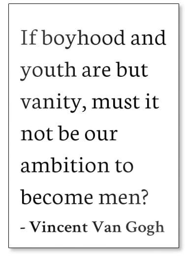 Vincent Van Gogh Quotes Fridge Magnet - Inspirational Art Magnet with 'If Boyhood and Youth are but Vanity' Quote - White Decorative Magnet for Kitchen, Office, or Gift