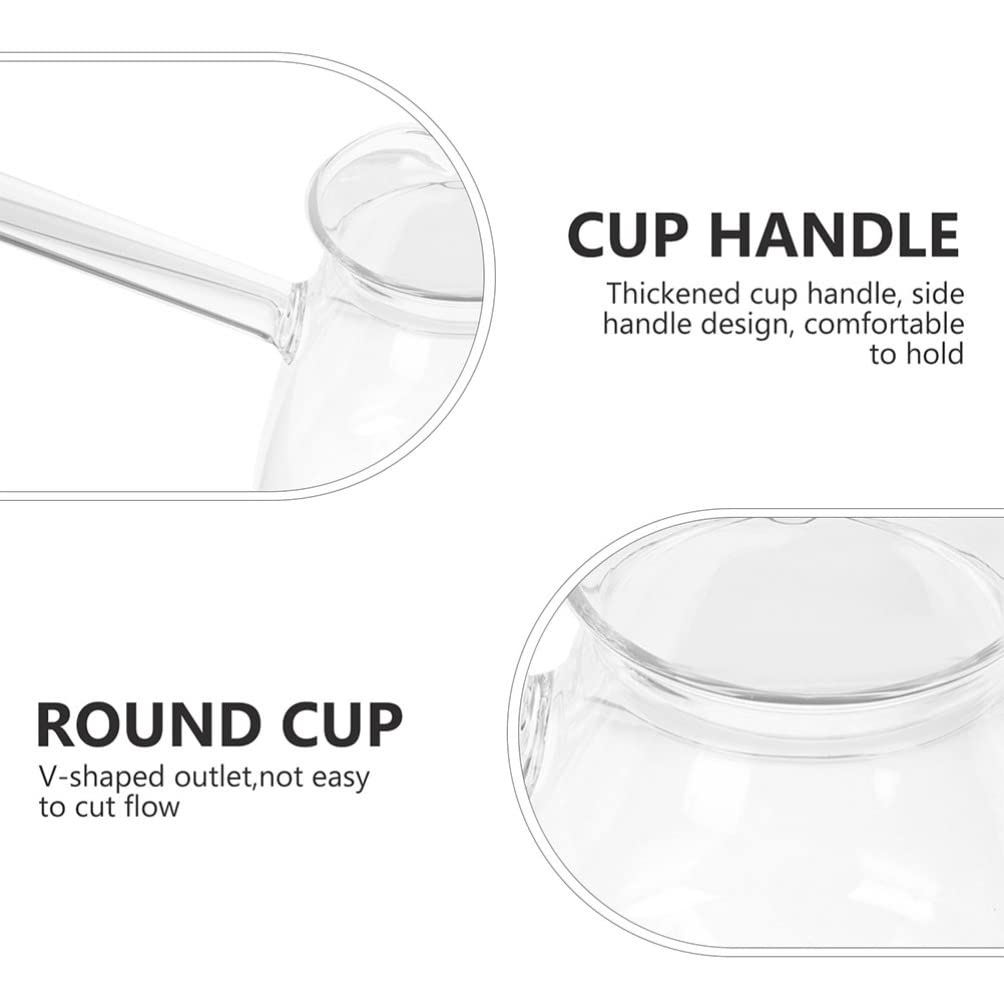 STOBOK 2-Piece Clear Glass Turkish Coffee Pot Set with Side Handle - Small Teapot, Milk Kettle, Hot Chocolate Maker & Butter Melting Pot for Home Kitchen - Perfect for Brewing, Serving & Entertaining