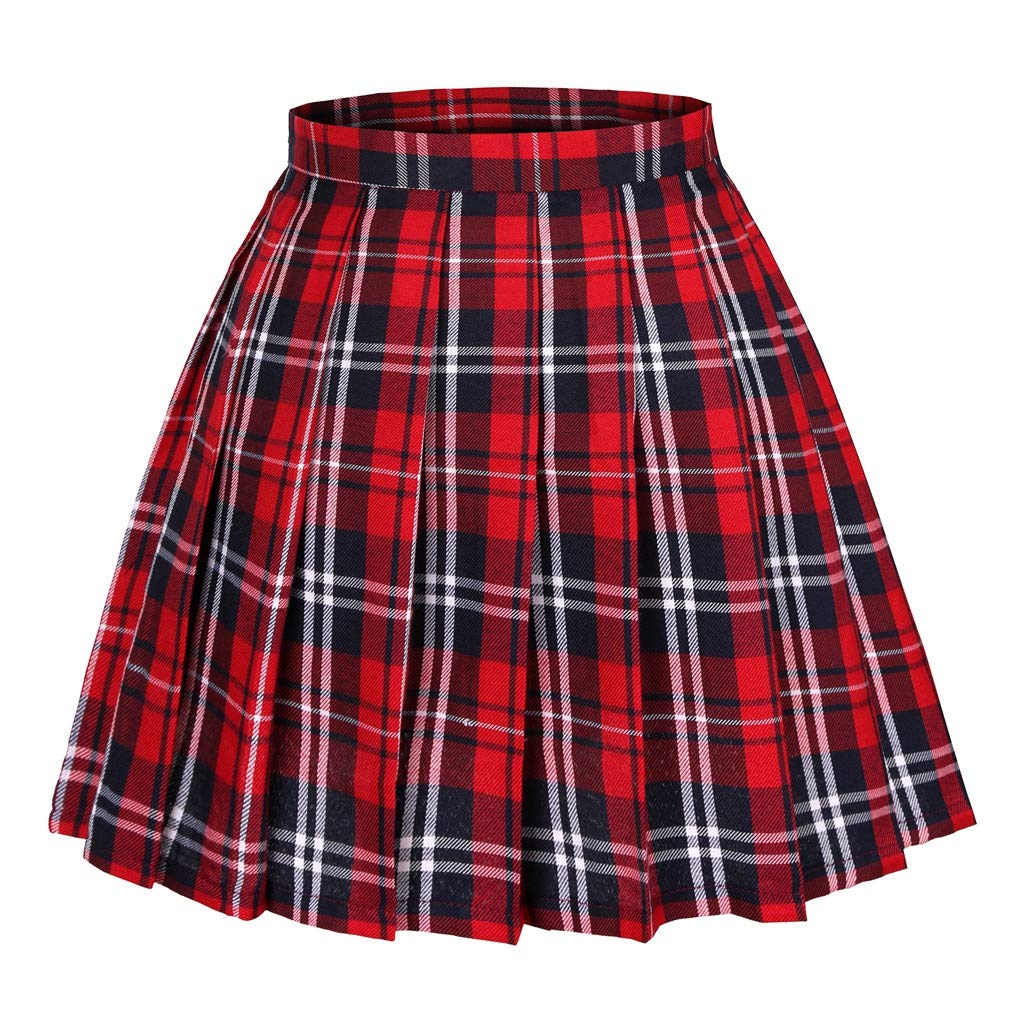 Women's High Waist Pleated Cheerleading Skirt - Mini School Tennis Skirt for Cosplay, Thanksgiving & Christmas - Perfect for Cheerleading, Dance Performances & Holiday Parties