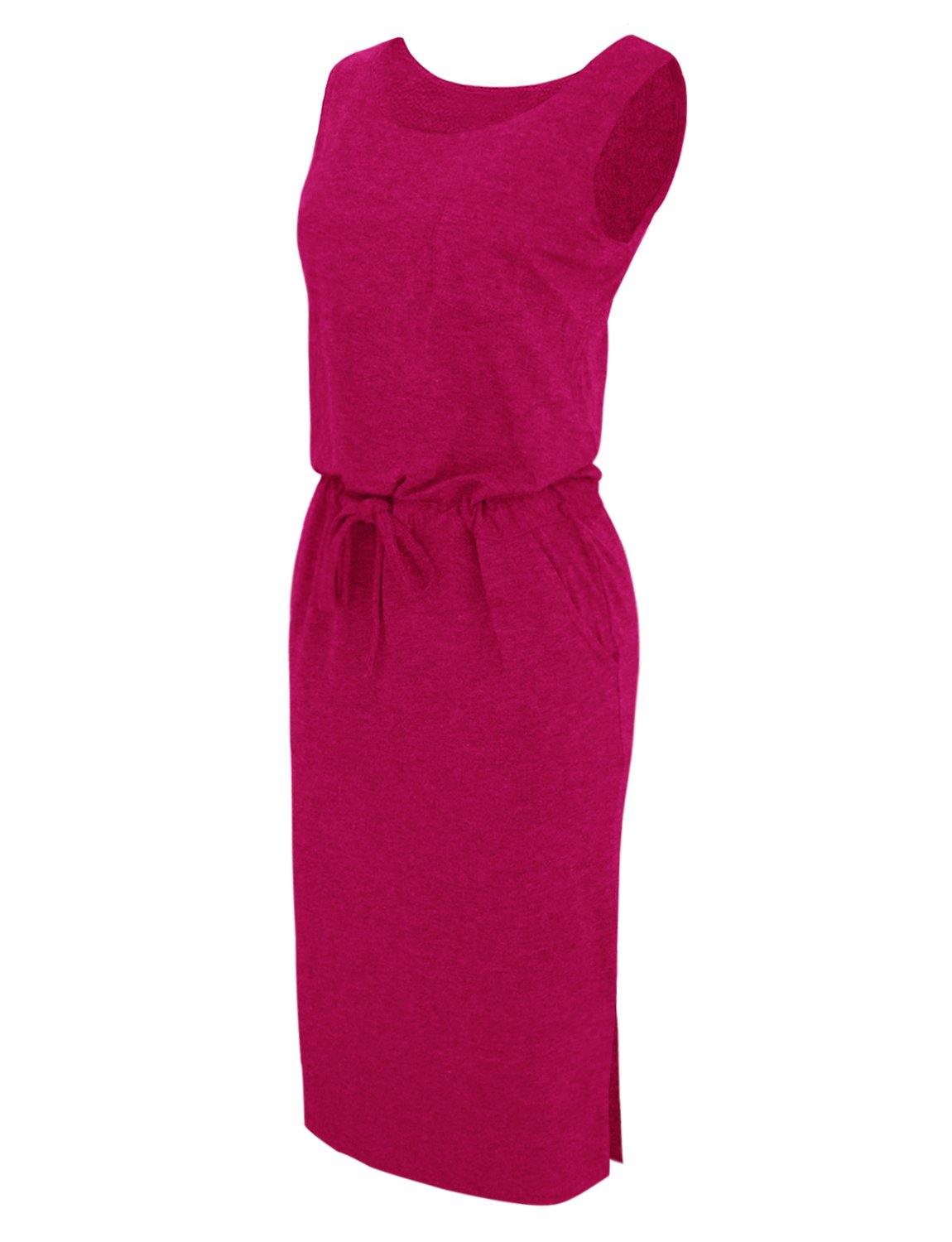 HRYfashion Women's Elegant Side Slit Midi Dress with Adjustable Waist - Perfect for Office, Party & Evening Occasions