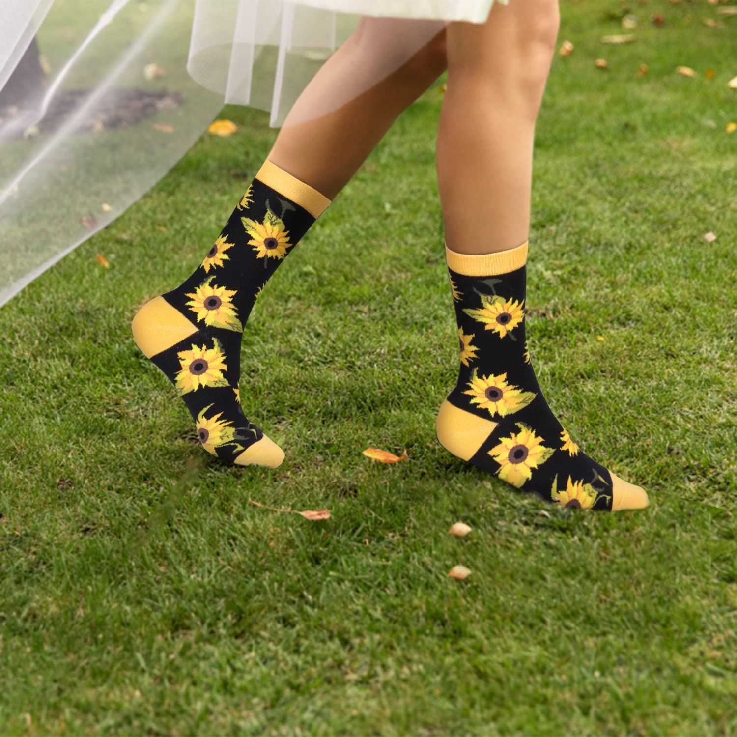 Benefeet Women's Funny Animal Crew Socks - Cute Floral Cotton Socks for Casual Wear