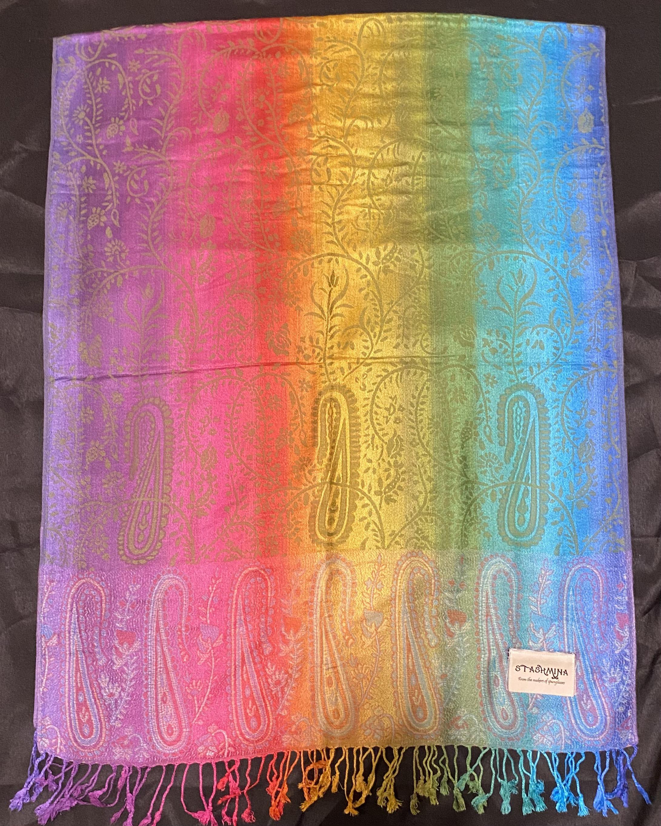 Stashmina Rainbow - Soft & Colorful Cashmere Blend Scarf for Women - Perfect for Winter Fashion, Travel & Gift Giving