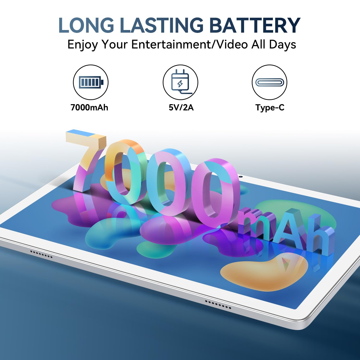 2025 Latest 10-inch Android Tablet with Keyboard - Octa-Core 5G WiFi, 128GB ROM + 8GB RAM + 1TB Expandable Storage, 13MP Dual Camera, Bluetooth, GPS, HD Touchscreen - Perfect for Work, Study & Entertainment