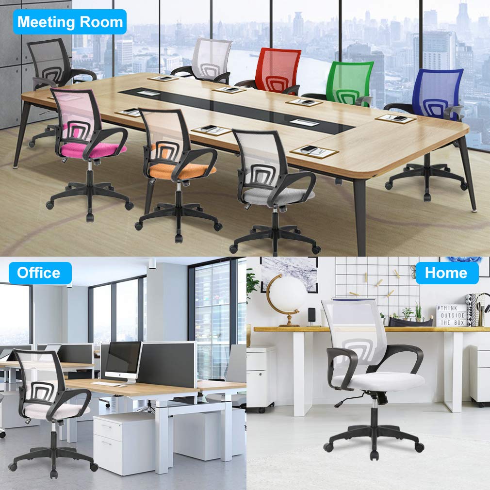 Best Ergonomic Office Chair with Lumbar Support - Adjustable Mesh Computer Desk Chair with Armrests, Swivel & Rolling Wheels for Home Office, Executive Task Chair (White) - Perfect for Long Work Hours & Gaming Setup