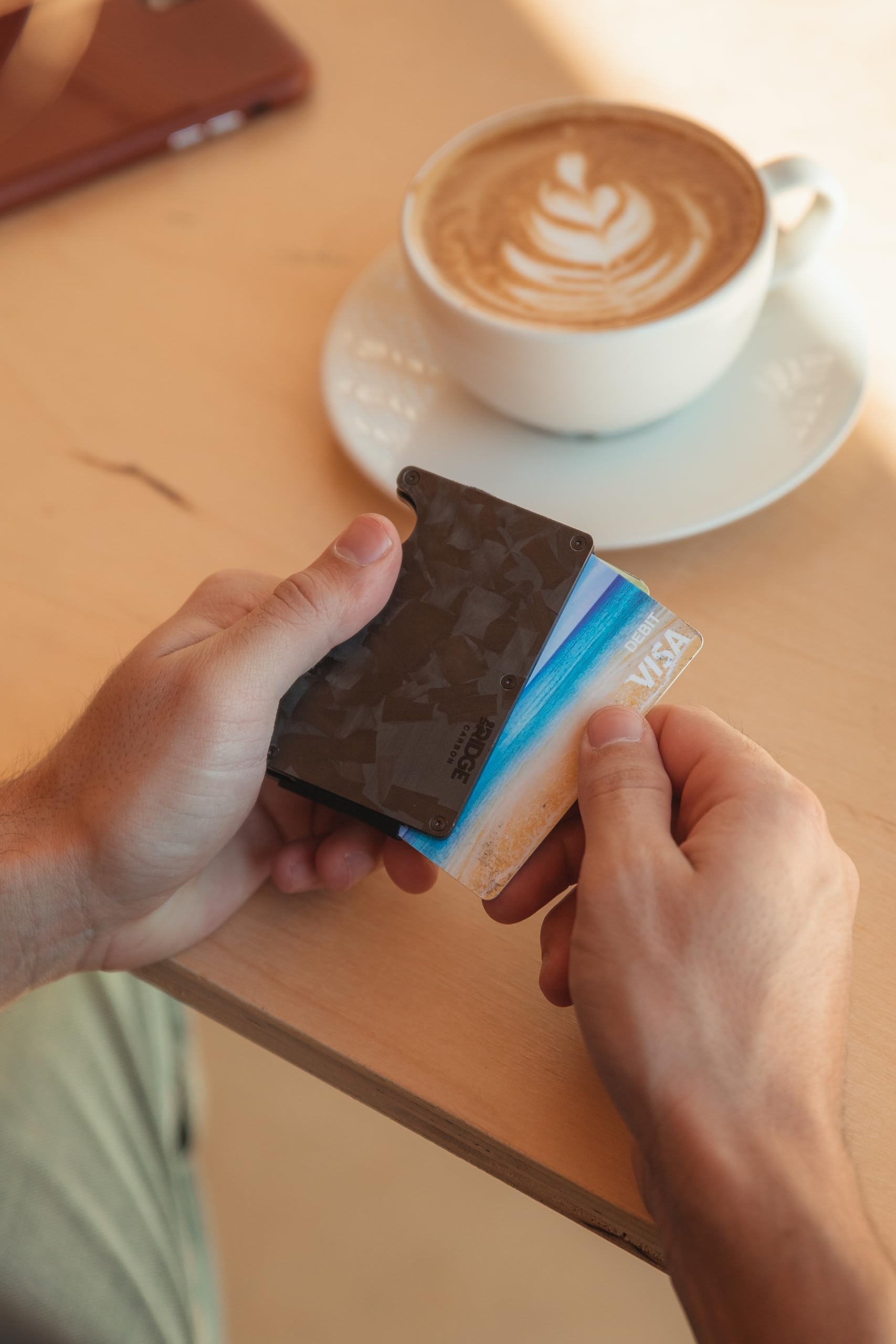 Ridge Forged Carbon Slim Minimalist RFID Wallet for Men - Front Pocket Card Holder & Money Clip | Perfect for Travel, Everyday Carry, and Secure Contactless Payments