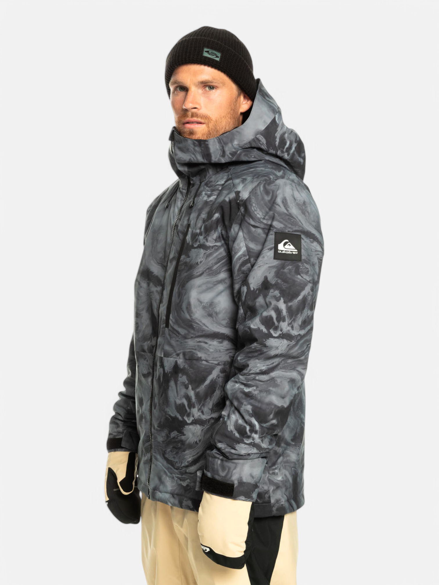 Quiksilver Snow Mission Printed Black Snow Jacket for Men & Women - Waterproof Winter Coat for Skiing, Snowboarding & Outdoor Adventures