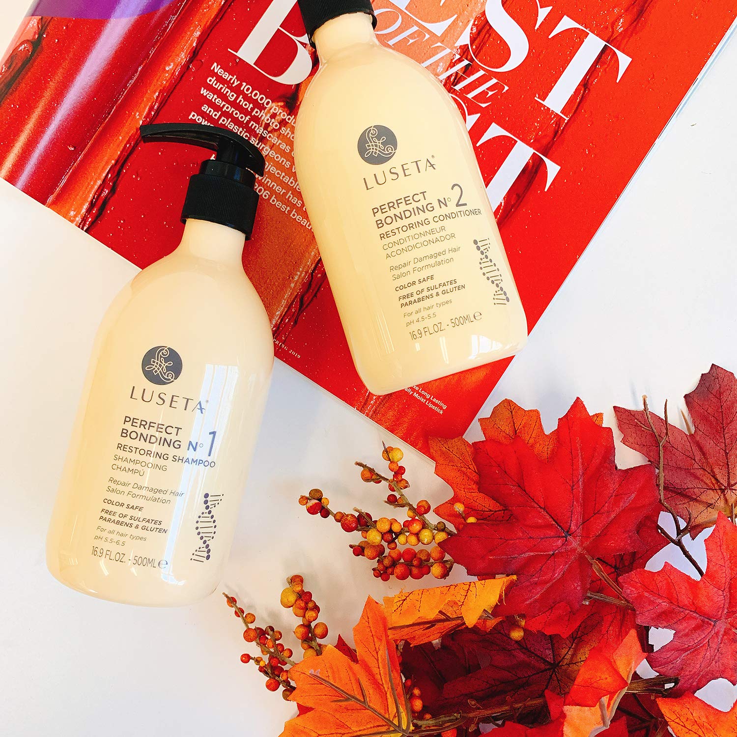 **Luseta Rosemary Oil Shampoo & Conditioner Set - Sulfate-Free, Acidic Bonding for Hair Repair & Loss Prevention - 2 x 16.9 oz - Ideal for Damaged, Dry & Color-Treated Hair - Salon-Quality Women's Hair Care Routine**