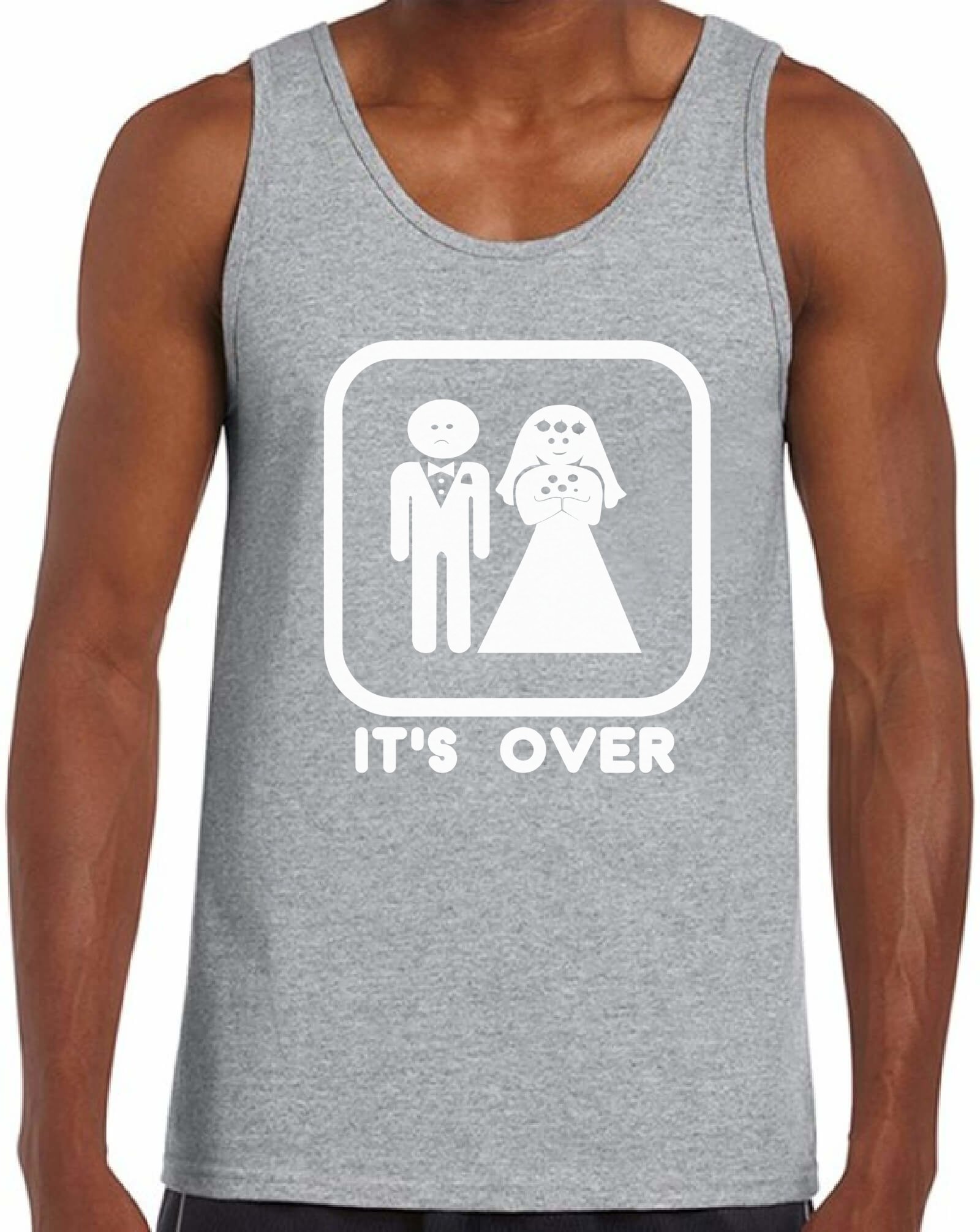Funny Men's 'It's Over' Tank Top - Perfect Wedding Gift with Free Bookmark - Great for Bachelor Parties, Divorce Celebrations & Humorous Events