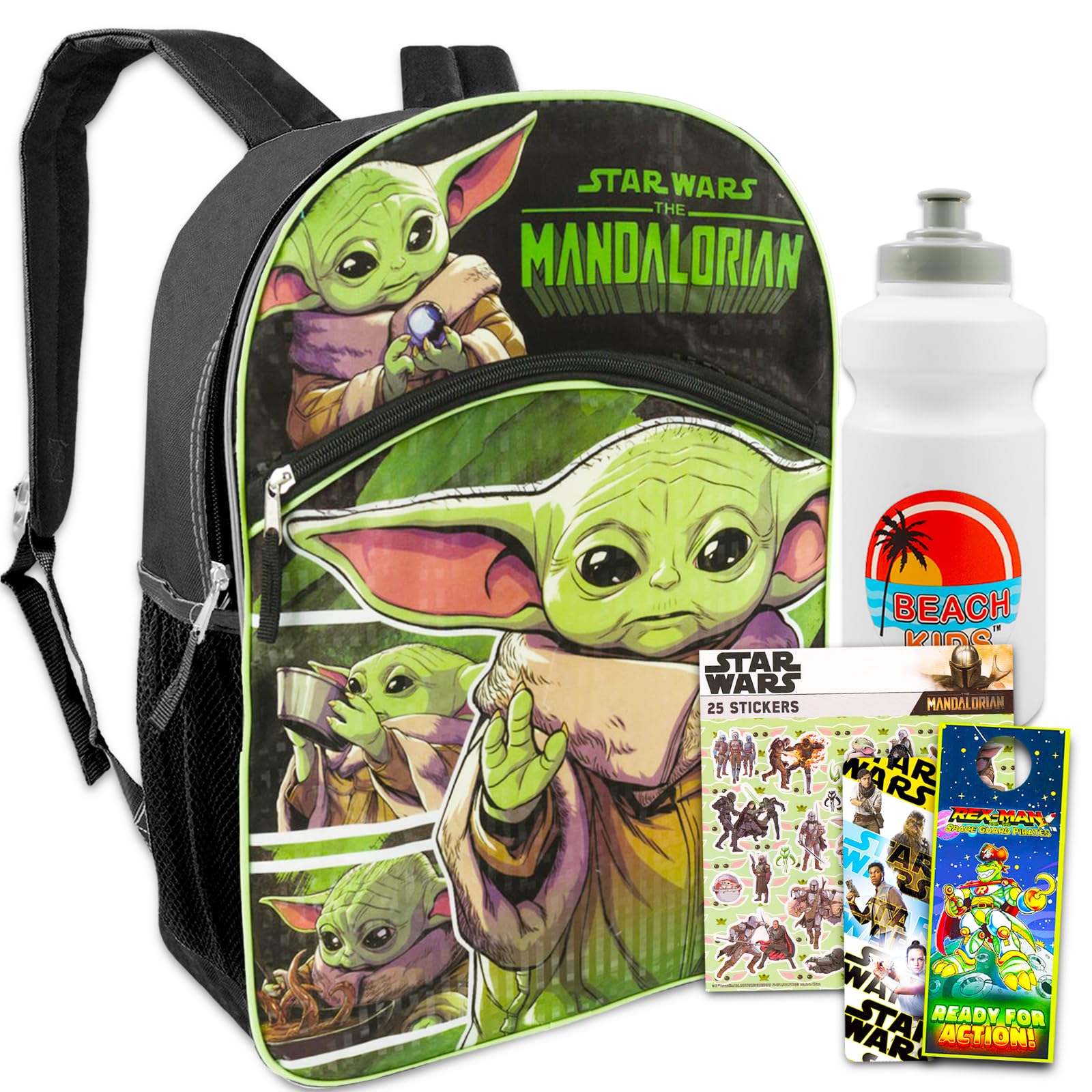 Mandalorian Backpack Set for Boys 8-12 with Water Bottle - Star Wars School Supplies for Daily Use