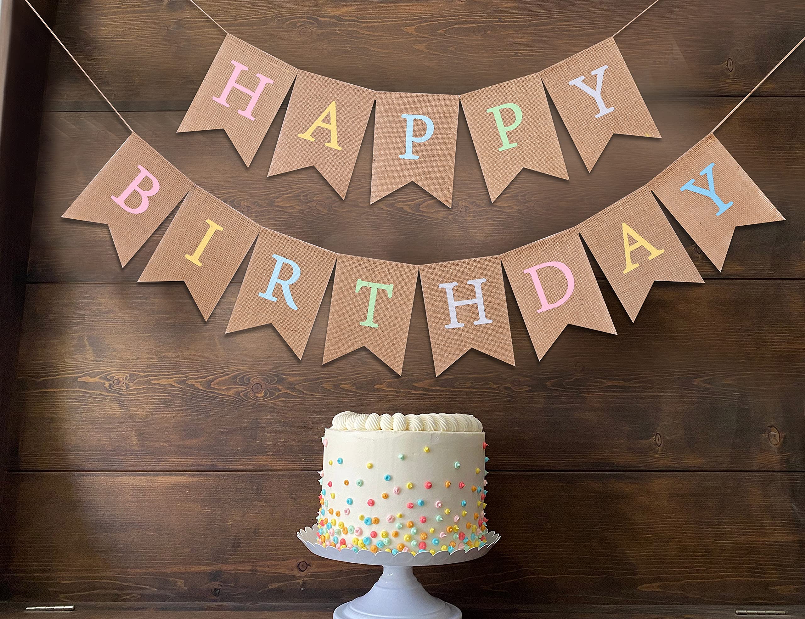 Pastel Rainbow Burlap Birthday Banner - Custom 1st Birthday Party Decorations, Photo Backdrop for Baby Shower, Gender Reveal & Milestone Celebrations