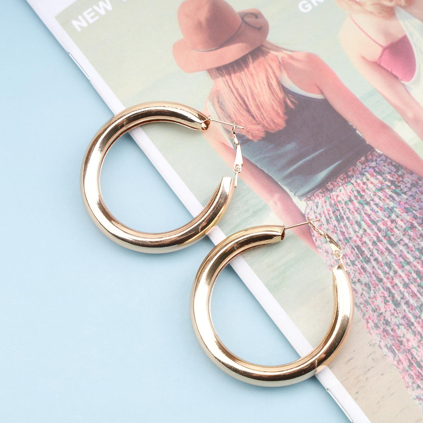 Boho Big Hoop Earrings - 24K Gold Plated Large Circle Earrings for Women | Punk, Vintage & Wedding Jewelry | Perfect for Daily Wear, Parties & Special Occasions