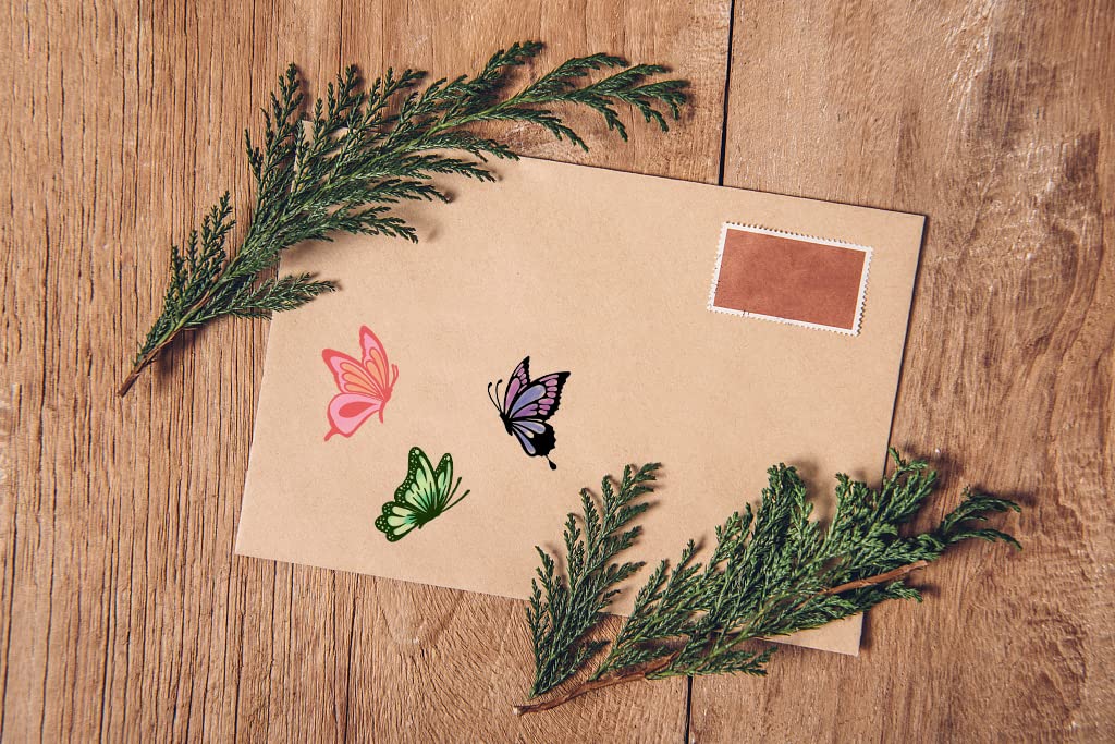 Butterfly Clear Stamps for Card Making & Scrapbooking - Spring Floral Background Rubber Stamps for DIY Journaling, Bullet Journal, Handmade Crafts & Notebook Decoration - Perfect for Spring Cards, Wedding Invitations & Scrapbook Pages
