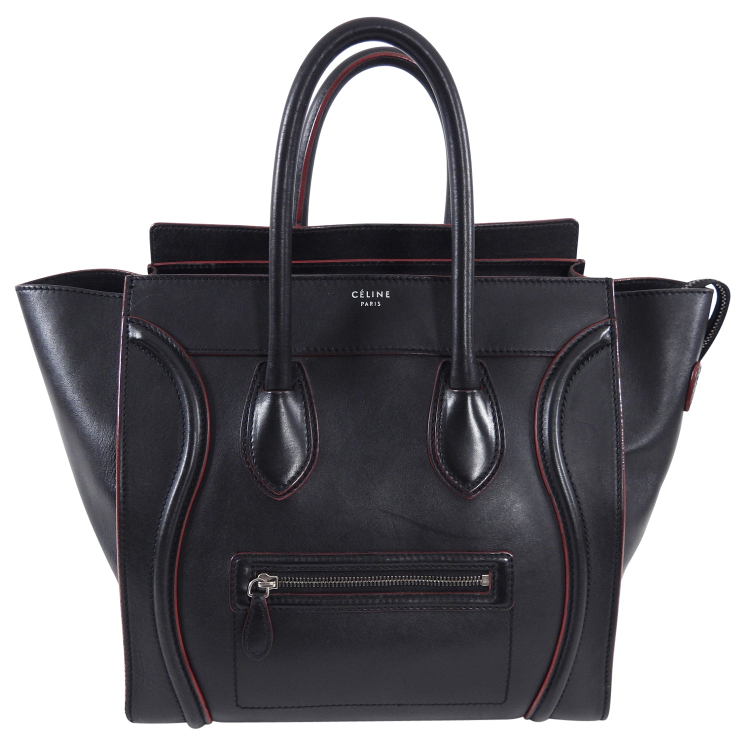Celine Black Leather Mini Luggage Tote Bag for Women - Stylish Designer Handbag for Work, Travel & Everyday Use
