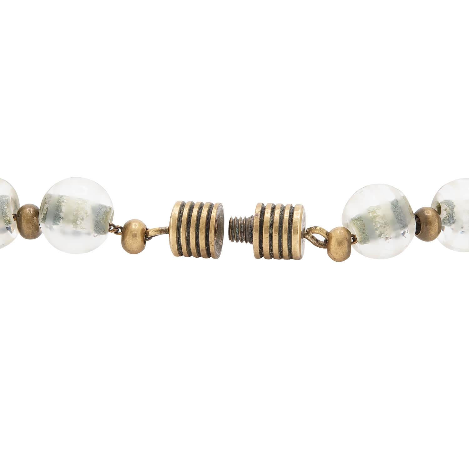 Vintage French Brass Enamel Crystal Glass Necklace - Elegant Antique Jewelry for Women, Perfect for Weddings, Parties & Special Occasions