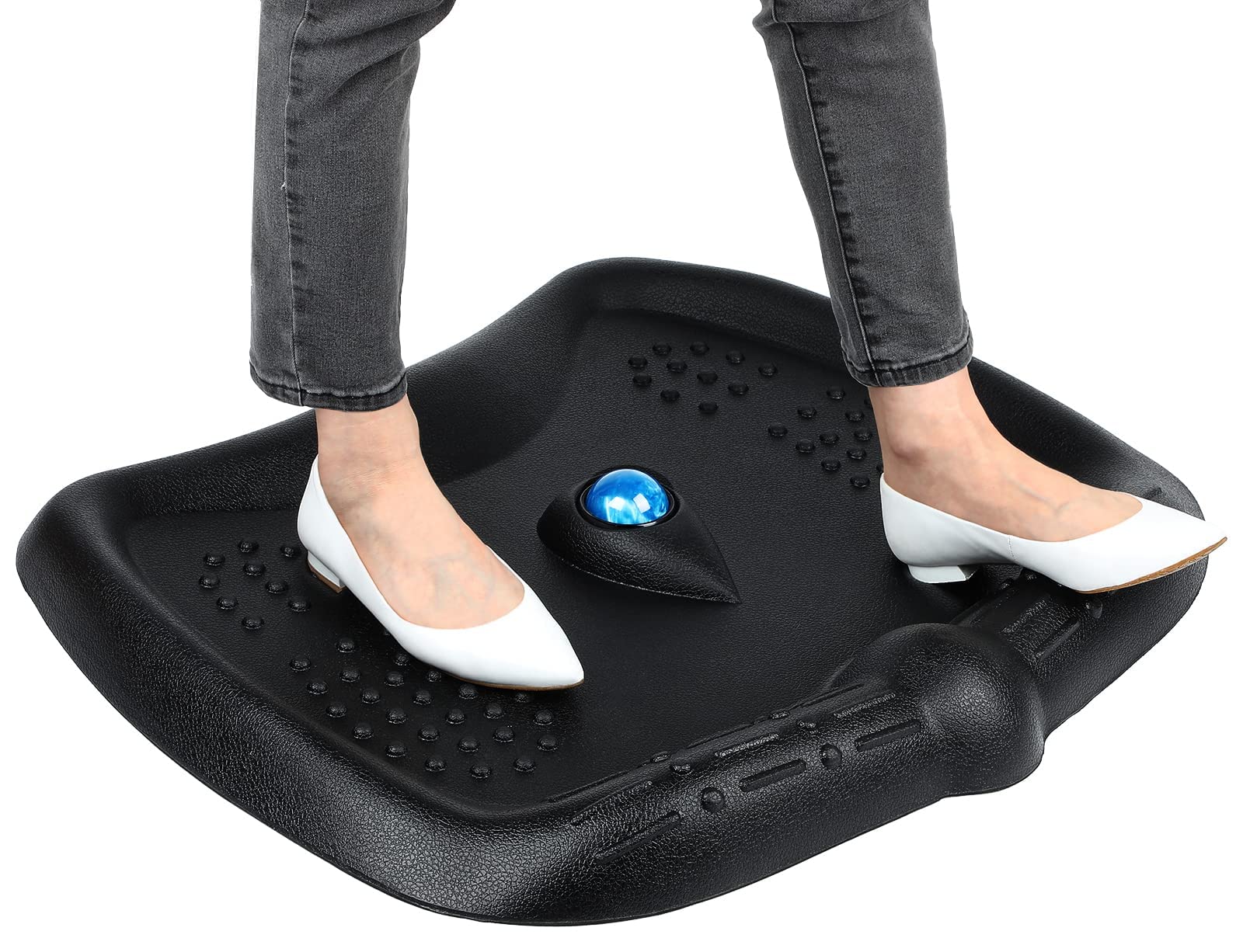 Ergonomic Standing Desk Mat with Foot Massage Roller Ball - Anti Fatigue Comfort Floor Mat for Office & Home Use - Perfect for Long Work Hours at Standing Desks (Black)