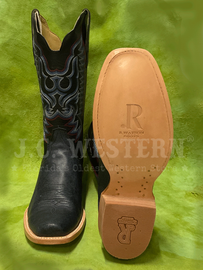 R.Watson RW7103 Men's Cape Buffalo Western Boots in Midnight Blue - Durable & Stylish Cowboy Boots for Riding, Work & Outdoor Adventures