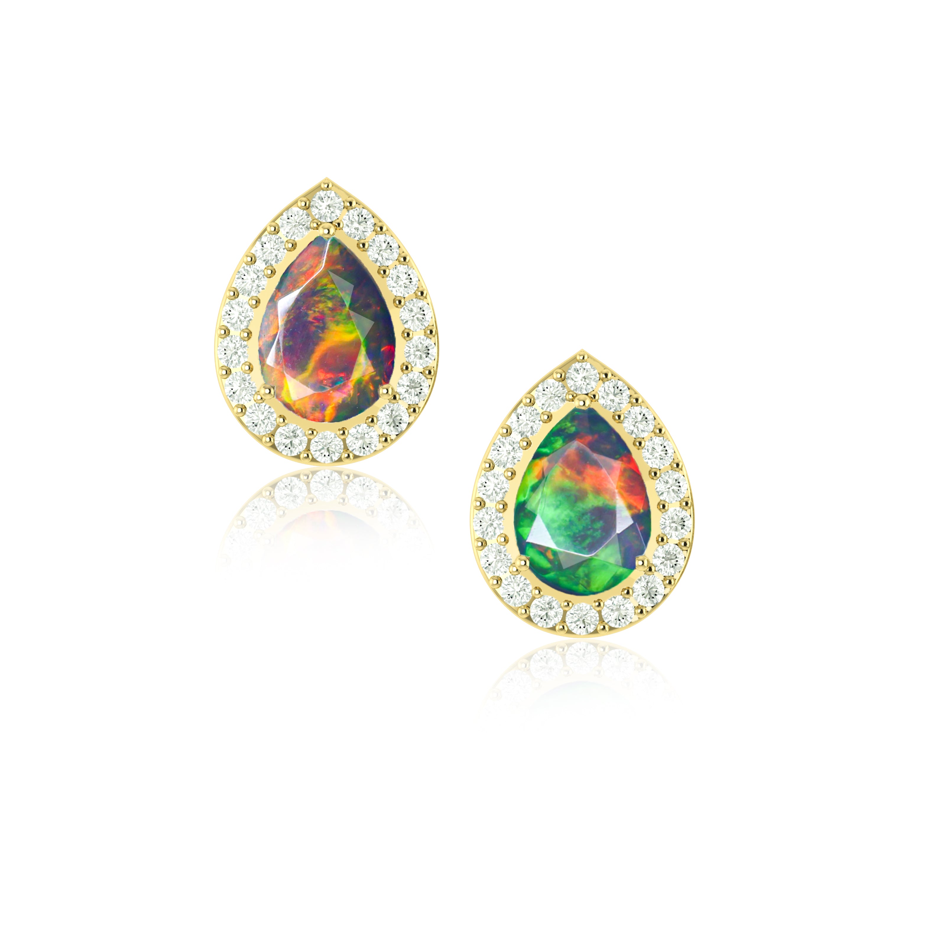 Natural Fire Opal Stud Earrings for Women - Genuine Pear-Shaped Opal Gemstone Jewelry for Everyday Wear & Special Occasions