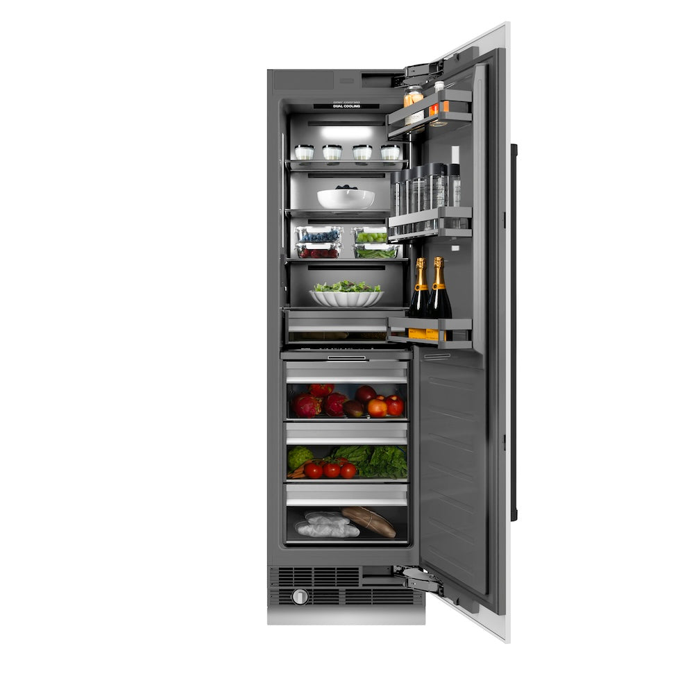 ZLINE Autograph Edition 24 Inch 12.5 Cu Ft Column Refrigerator - White Matte Finish with Graphite Gray Interior & Matte Black Accents (RCRVZ WM 24 MB) | Perfect for Modern Kitchens, Open Concept Homes & Luxury Appliance Upgrades