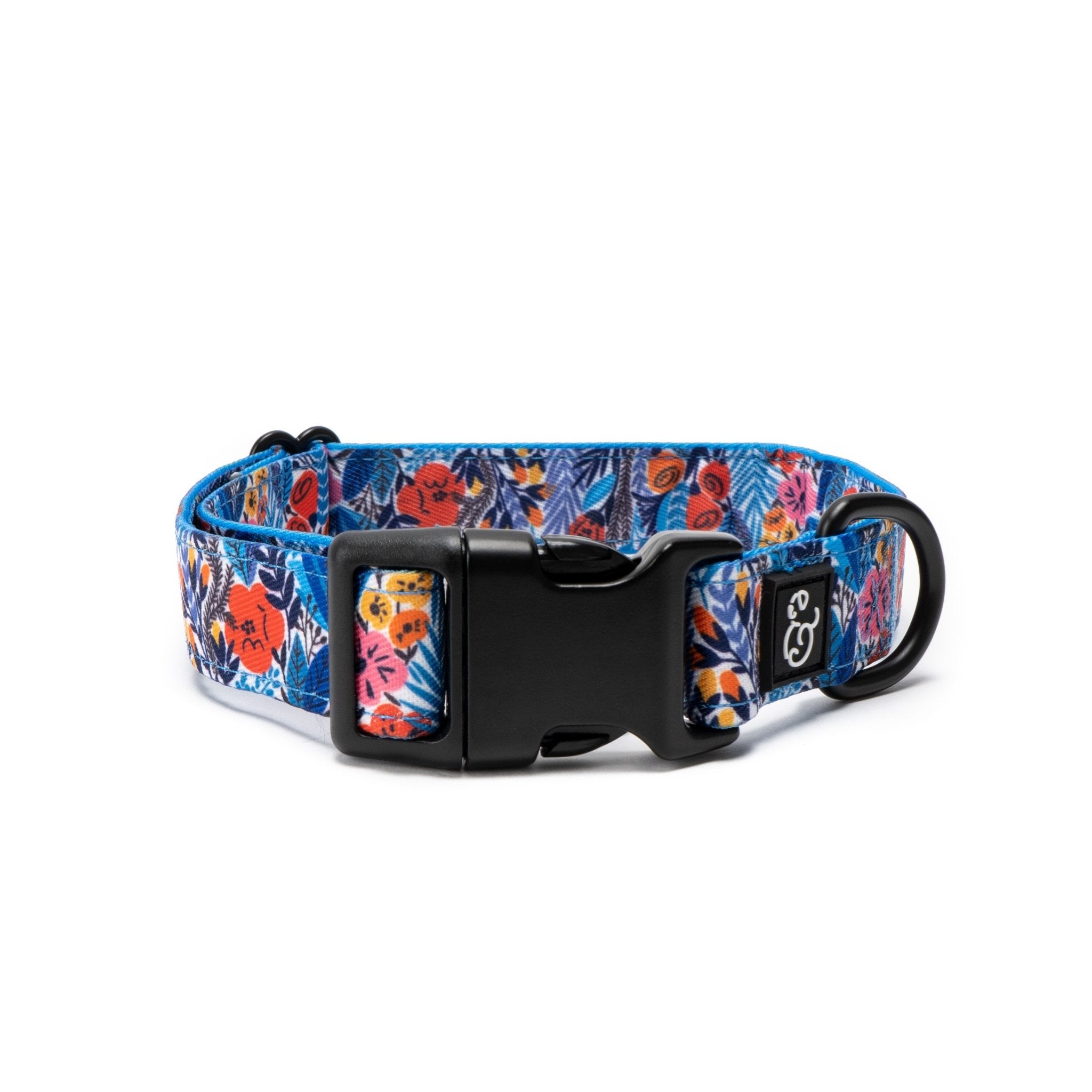 Lucy & Co. Royal Garden Blue Floral Adjustable Buckle Clip Dog Collar - Perfect for Small to Medium Dogs, Daily Walks & Pet Fashion Accessories