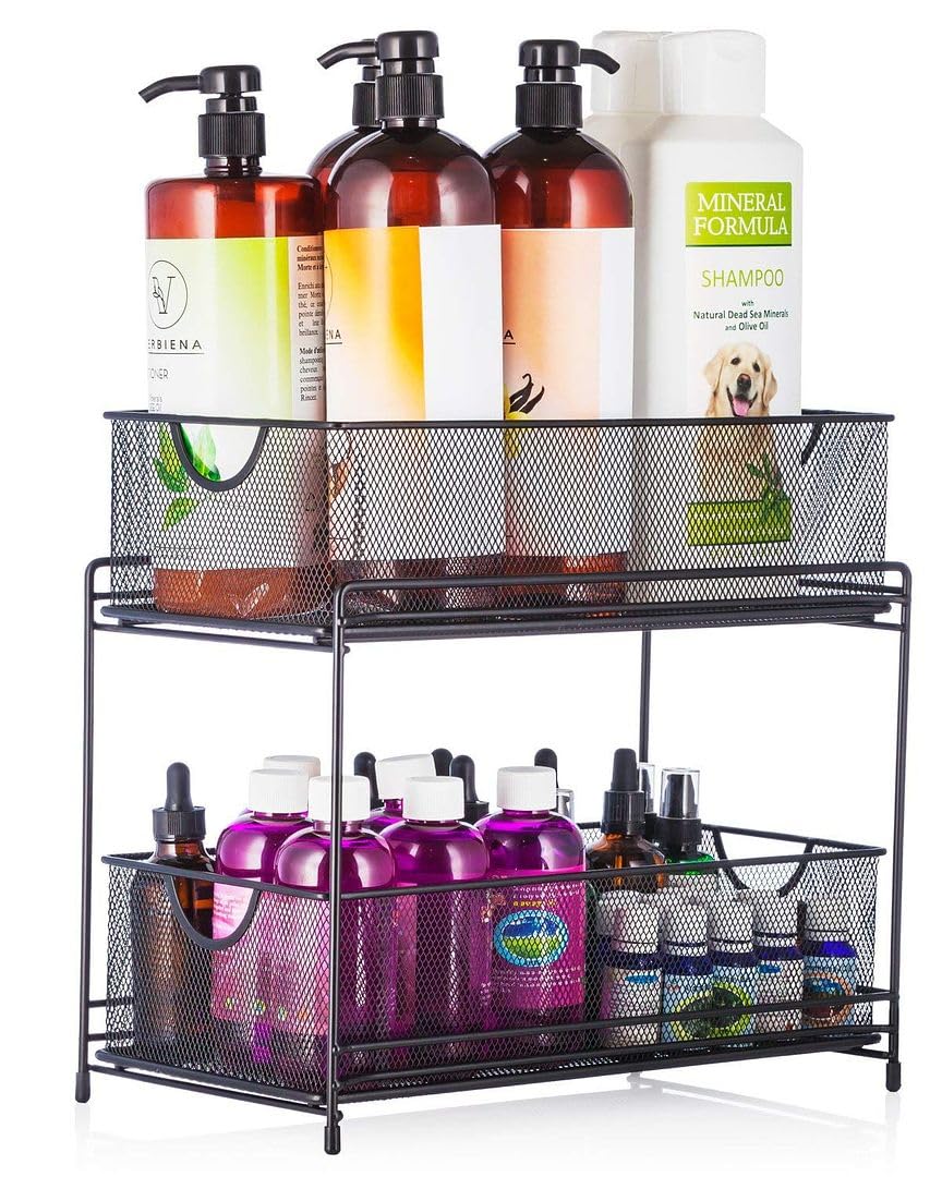 2-Tier Mesh Sliding Drawer Organizer Basket - 14
