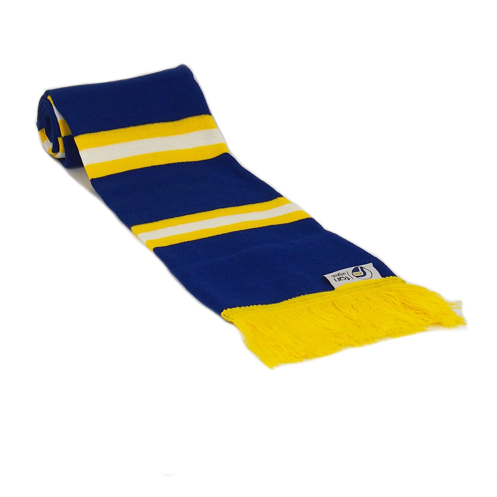 Leeds United Retro Soccer Scarf - White Blue Yellow for Fans & Matchdays