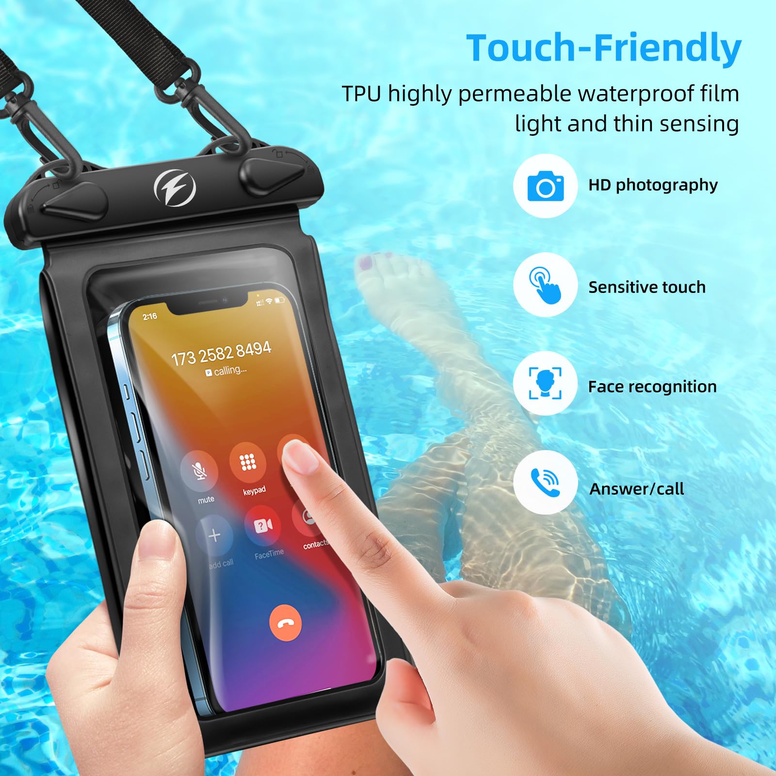 **Waterproof Phone Pouch 3-Pack – IPX8 Underwater Phone Case for iPhone, Adjustable Lanyard & Double Space – Ideal for Swimming, Beach, Vacation & Water Sports**