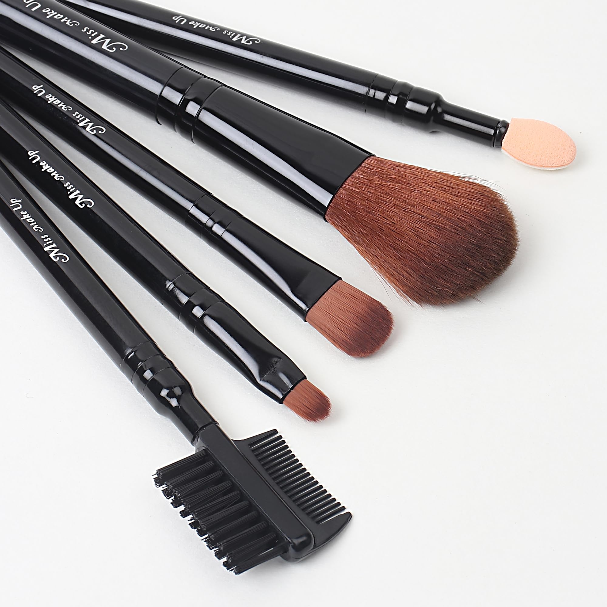 MINISO 5-Piece Makeup Brush Set with 3 Eyeshadow Applicators - Professional Cosmetic Brushes for Foundation, Blending & Eye Makeup | Perfect for Daily Makeup, Travel & Professional Use