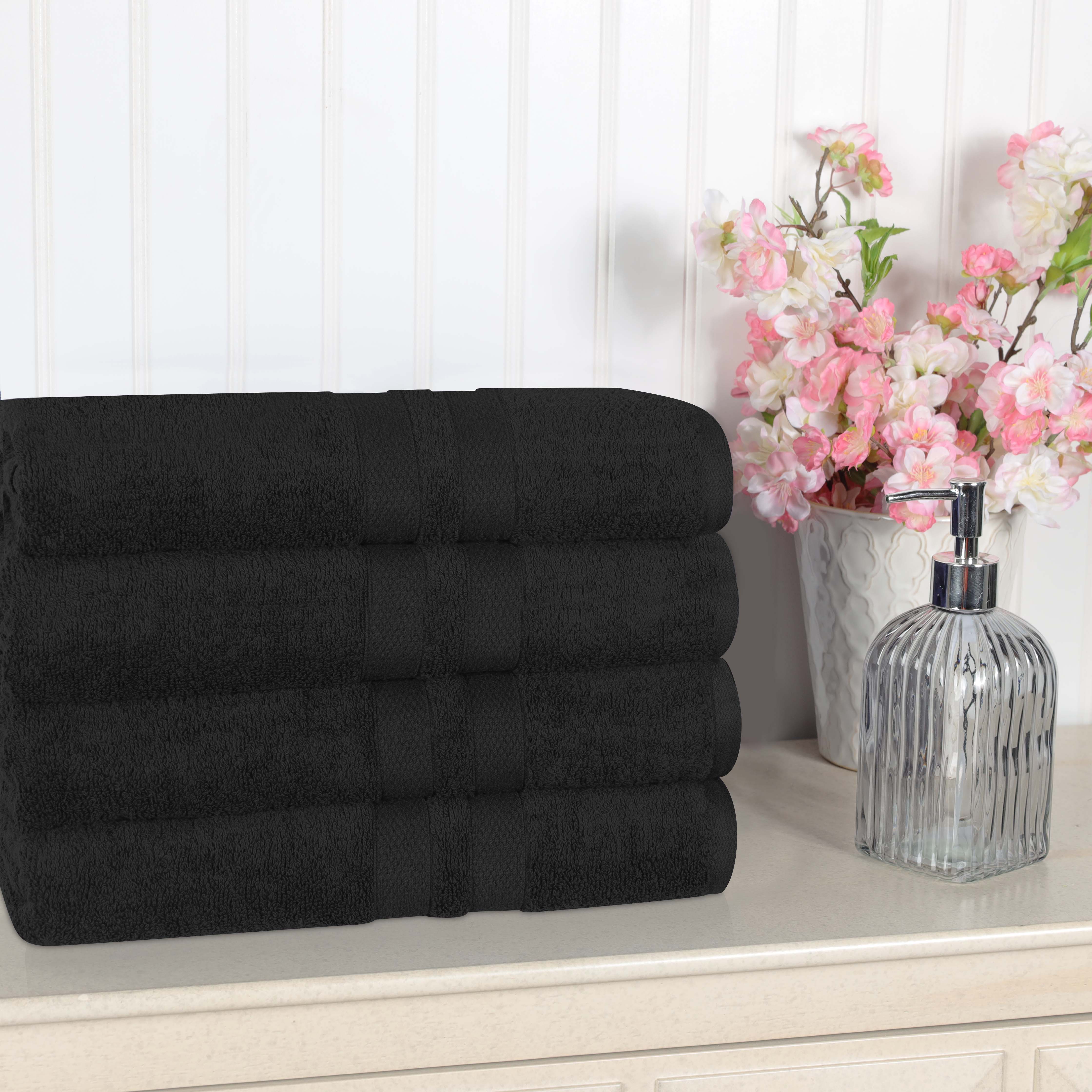Premium Ultra Soft 100% Cotton Bath Towels Set of 4 - Highly Absorbent, Quick-Drying, Solid Color Bath & Beach Towels for Spa, Gym, Pool, and Home Use
