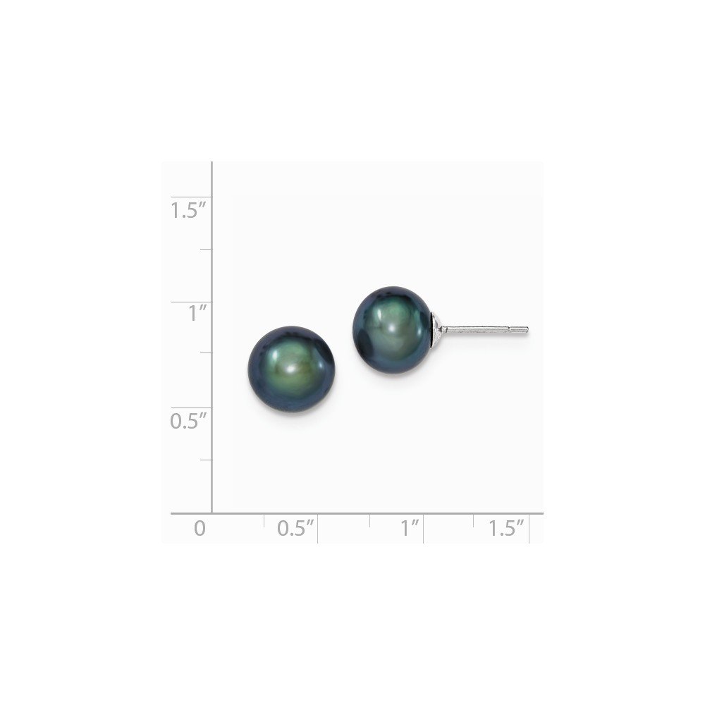 9-10mm Black Freshwater Cultured Pearl Sterling Silver Stud Earrings for Women - Perfect for Weddings, Parties & Everyday Elegance
