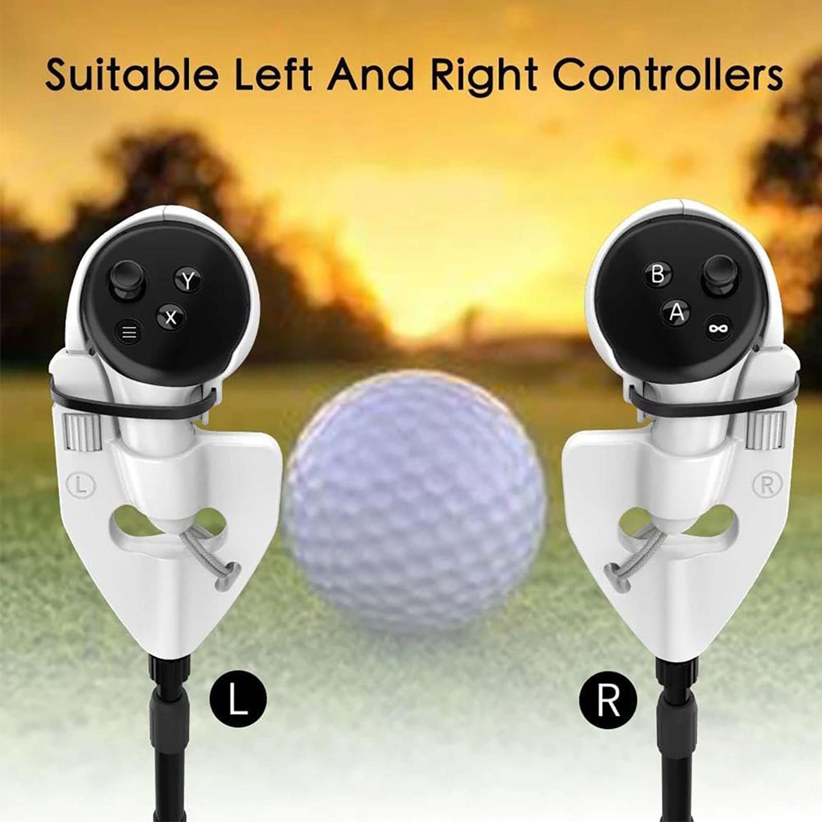 Amhuui VR Golf Club Handle for Quest 3, Universal 2-in-1 Retractable Long Arm Controller Grip - Enhance Immersive VR Gaming Experience | Perfect for Golf Simulators & VR Sports Games