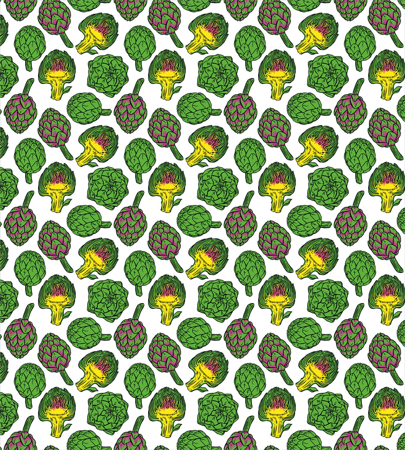 Ambesonne Artichoke Duvet Cover Set - Vibrant Cooking & Vegan Themed Bedding, 2-Piece Cal King Size in Yellow & Fern Green | Includes 2 Duvet Covers & 4 Pillowcases | Perfect for Modern Kitchens, Vegan Homes & Foodie Decor