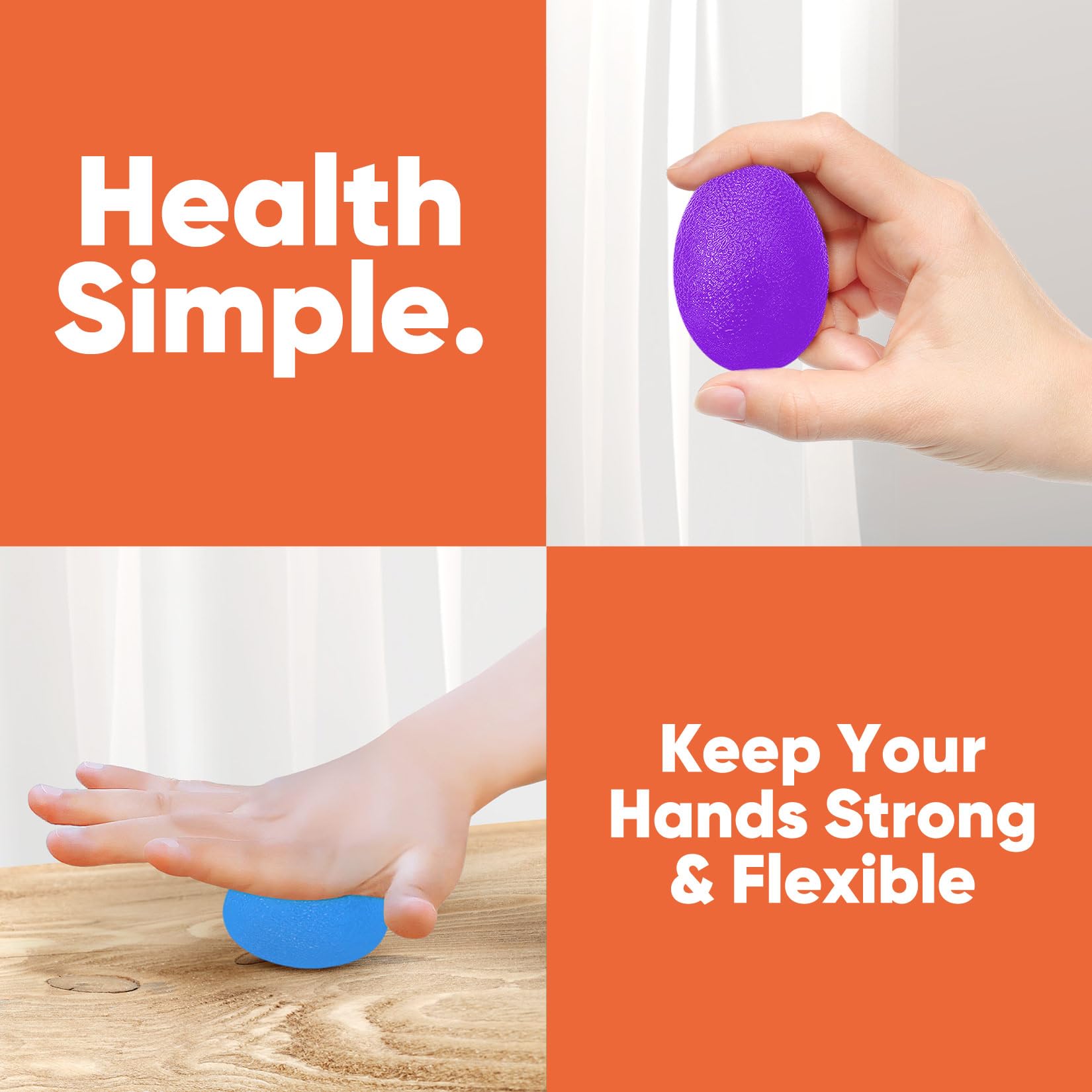 Hand Exercise Balls for Adults - Set of 6 Therapy Squeeze Balls with Different Resistance Levels for Stress Relief, Grip Strength & Physical Therapy | Perfect for Office, Home & Rehabilitation Use
