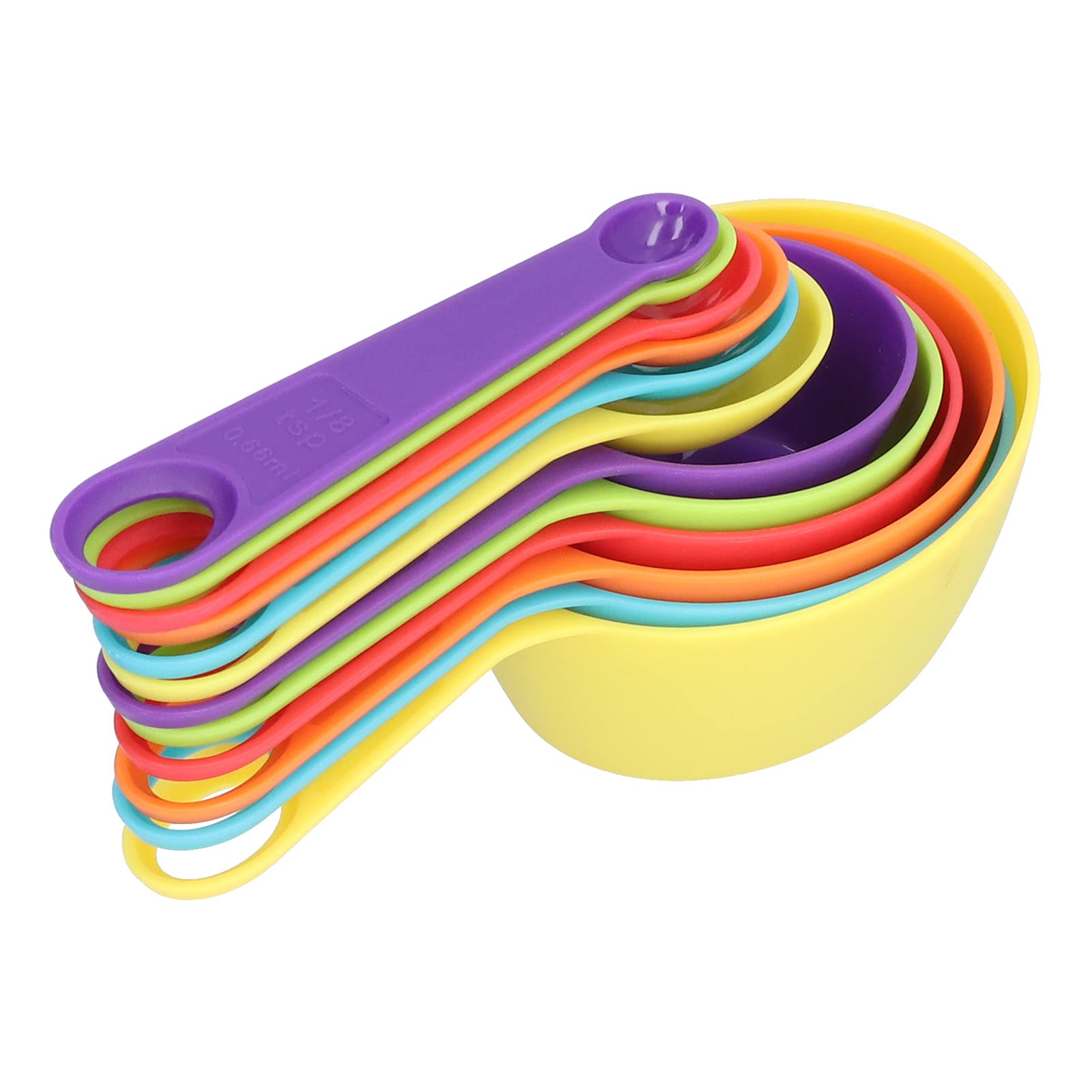12-Piece Colorful Plastic Measuring Spoons and Cups Set with Measurement Scale - Safe & Convenient Kitchen Baking Tools for Cooking, Baking, and Meal Prep
