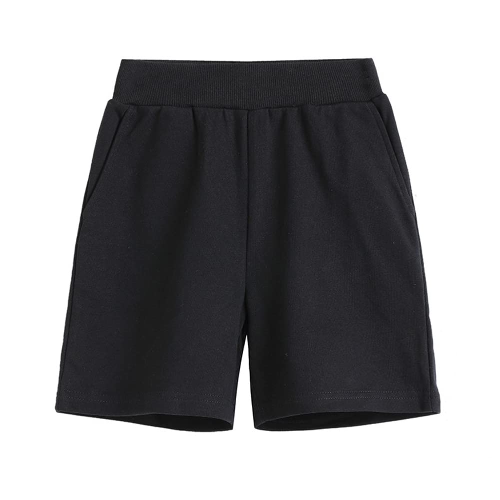 PythJooh Boys' Cotton Sports Shorts - Grey, Black, Navy Blue - Gym, Football, PE, School - Comfortable Athletic Shorts for Kids Ages 2-13 - Perfect for Sports, Play & Everyday Wear