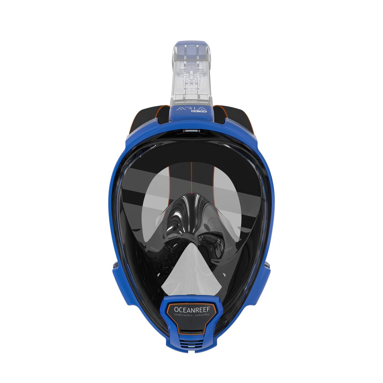 Ocean Reef Aria QR+ Full Face Snorkeling Mask with Camera Mount & Snorkie Talkie Communication System - Blue, Size S/M - Perfect for Underwater Photography & Family Snorkeling Adventures