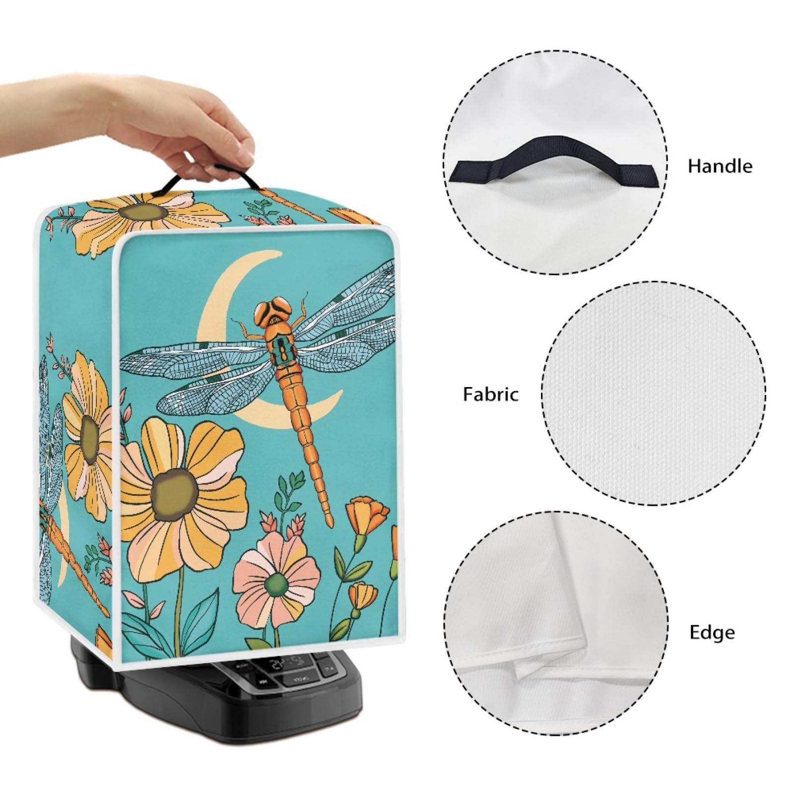 GLENLCWE Dragonfly Floral Moon Coffee Maker Cover - Dust Protection for Coffee Machine, Stand Mixer & Juice Maker | Elegant Kitchen Appliance Cover for Women, Home & Countertop Decor | Perfect for Kitchen Organization & Gift Giving