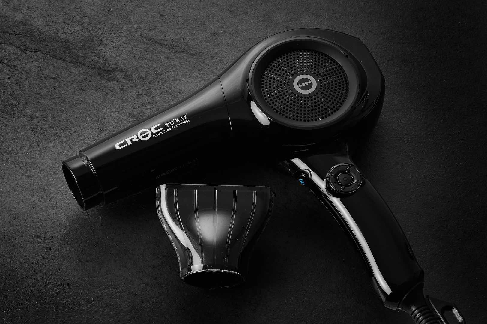 Professional Croc Tukay Hair Dryer with Diffuser - Black Ionic Blow Dryer for Fast Drying & Styling - Salon Quality Hair Styling Tool for Home & Travel Use
